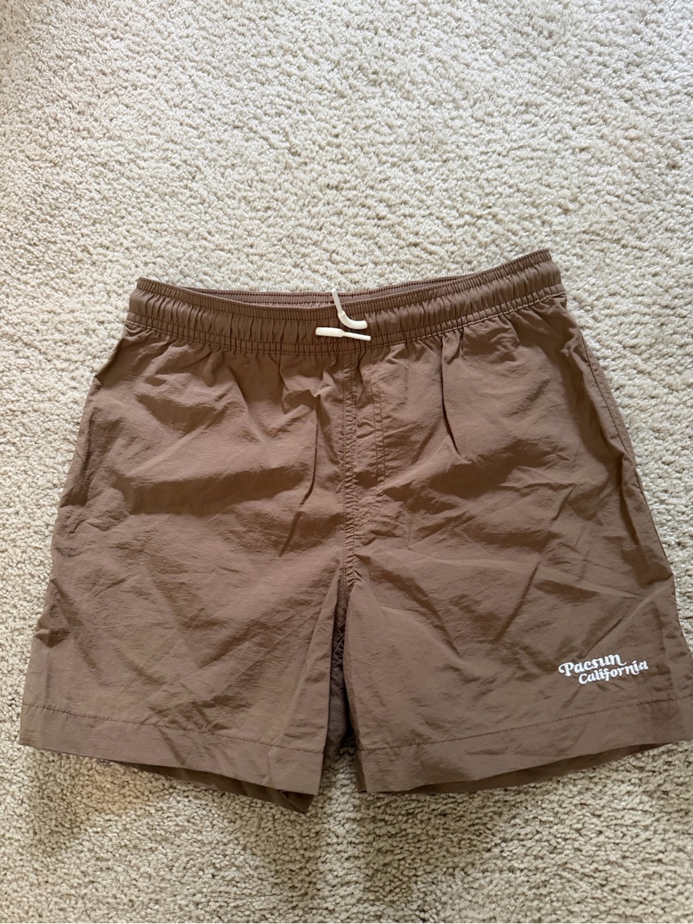 PacSun Kids' Brown Elastic-Waist Swim Trunks large new no tag